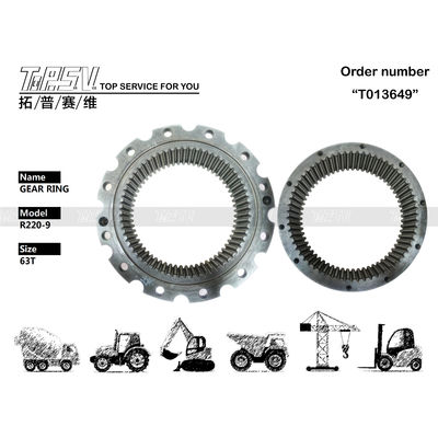 R220-9 Χάλυβας Swing Excavator Ring Gear 39Q6-12110 63T Για ομαλή λειτουργία