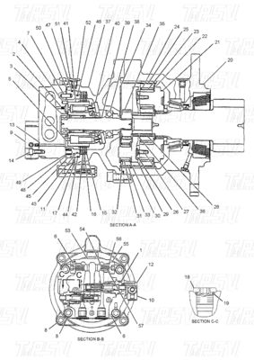 Καταλόγος Προσαρμοσμένο χρώμα Excavator Swing Drives Reducer 312-6319 E308D