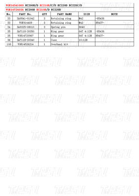 VOE14541069 Προνομιακοί μειωτικοί κινητήρες κυματισμού για το κατάλογο Volvo EC210B