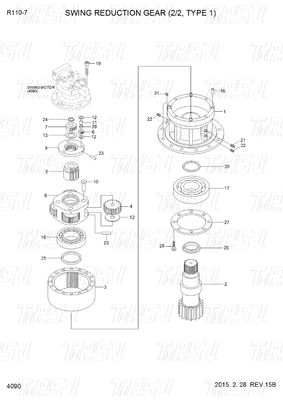 R110-7 Μαύρο OEM Excavator Swing Motor Drive Τμήματα Καταλόγου 31N4-10140