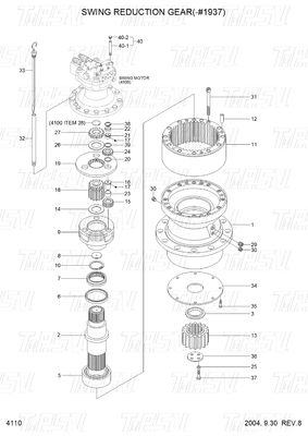 R210-7 Hyundai Excavator Swing Gear Box Catalog 31N6-10150 Πλανητικός μειωτής