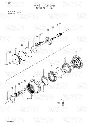 HITACHI EX55UR-3 ZX55UR ZX55UR-HHE Καταλόγος ταξιδιωτικών κινητήρων εξορυκτών 0732201