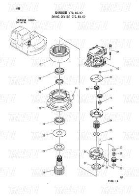 Υδραυλική κίνηση κινητήρα swing Excavator Swing Drive Κατάλογος 4445648 4470057 ZX70