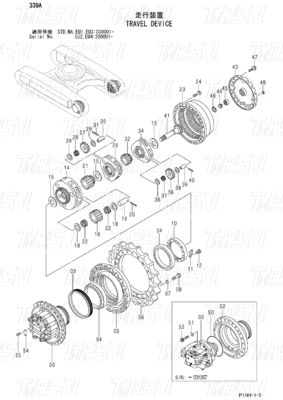 Εκσκαφέας Μαύρο ZX330 ZX350 ZX360 ZX370 Ταξιδιωτικό κινητήρα Καταλόγος Υδραυλικής μονάδας κίνησης 9190221 9190222 9212584 9232360