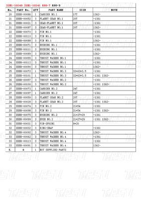 31N1-10140 31N1-10141 R80-7 Εκσκαφέας Swing Drive Κατάλογος Πλανητικός μειωτής Τύπος Διαφέρει ανάλογα με το μοντέλο