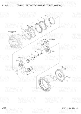 Προσαρμόσιμο XKAY-01867 R110-7 Excavator Travel Drive με πλανητικό μειωτήρα και μπουλτό στο σύστημα