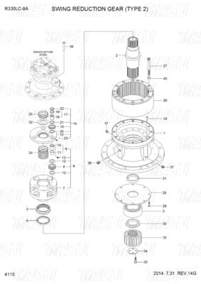31Q9-19140 R330-9 Εκσκαφέας Swing Drive Καταλόγος Γκάρερ για υδραυλικούς κινητήρες