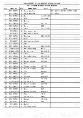 Ενεργειακή εξόρυξη VOE14569767 VOE14724044 EC290B Καταλόγος οχημάτων και εμπορικών σημάτων που συμβαδίζουν