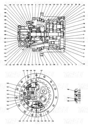 Μοντέρ Bolt-on 2441U829F1 SK120-3 Excavator Travel Drive Catalog συμβατός με διάφορες μάρκες και μοντέλα εκσκαφικών μηχανών