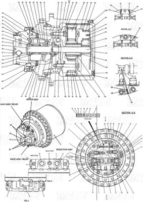 Εγκατάσταση Bolt-on LQ15V00007F2 Excavator Travel Drive Καταλόγος ποικίλλει ανάλογα με το μοντέλο
