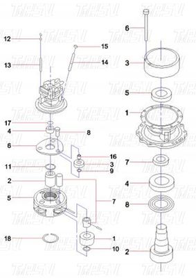 60042755 SY365C Εκσκαφέας Swing Drive Καταλόγος κινητήρα Εγκατάσταση μπουλτού