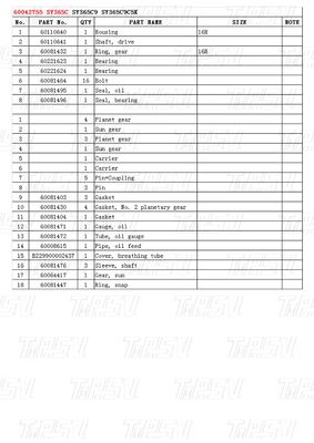 60042755 SY365C Εκσκαφέας Swing Drive Καταλόγος κινητήρα Εγκατάσταση μπουλτού