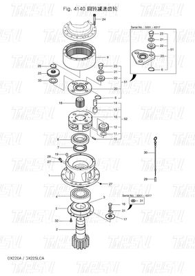 OEM Steel Bolt On Swing Motor για την Hitachi K1038203 130426-00010 130426-00010A DX225 Καταλόγος κινητήρα swing excavator
