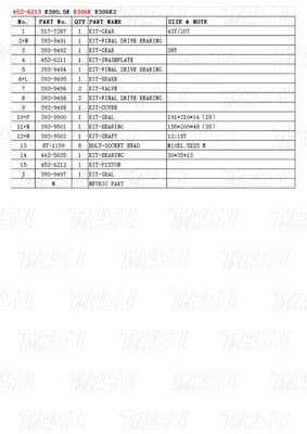 452-6213 E306E Εκσκαφέας ταξιδιωτικός οδηγός κατάλογος