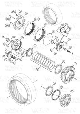 OEM χάλυβα 227-6949 296-6299 353-0611 523-0574 353-0615 E320D Εκσκαφέας ταξιδιωτική κίνηση κατάλογος συναρμολόγηση κιβώτιο ταχυτήτων