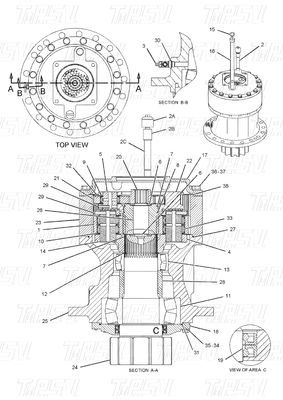 Μαύρο 191-2693 E325C Εκσκαφέας Swing Drives Καταλόγος Bolt-On In Stock Υδραυλική Swing Drive