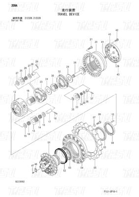 Good price Υδραυλική ZX200-3 Τελική κίνηση ταξιδιού Κατάλογος για εξορυκτές 9233692 9261222 σε απευθείας σύνδεση