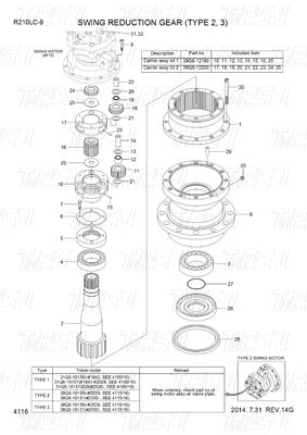Good price 39Q6-12100 39Q6-12101 39Q6-12102 R220-9 Σιδηροτροφία σε εκσκαφέα σε απευθείας σύνδεση